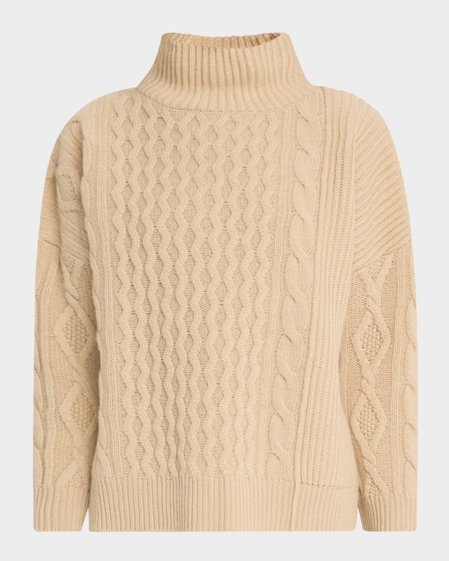 Veneto Cable-Knit Wool Turtleneck Sweat